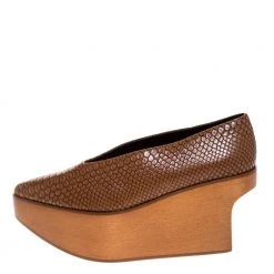 Stella McCartney Brown Python Embossed Faux Leather Wooden Clog Sandals Size 39 For Women -Stella McCartney Sales luxury women stella mccartney used shoes p274680 005