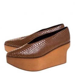 Stella McCartney Brown Python Embossed Faux Leather Wooden Clog Sandals Size 39 For Women -Stella McCartney Sales luxury women stella mccartney used shoes p274680 007
