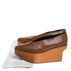 Stella McCartney Brown Python Embossed Faux Leather Wooden Clog Sandals Size 39 For Women -Stella McCartney Sales luxury women stella mccartney used shoes p274680 008
