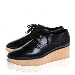 Stella McCartney Black Faux Leather Elyse Platform Derby Size 37 For Women -Stella McCartney Sales luxury women stella mccartney used shoes p275061 006