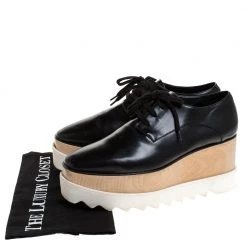 Stella McCartney Black Faux Leather Elyse Platform Derby Size 37 For Women -Stella McCartney Sales luxury women stella mccartney used shoes p275061 007