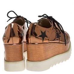 Stella McCartney Metallic Bronze Faux Patent Leather Elyse Star Platform Sneakers Size 37 For Women -Stella McCartney Sales luxury women stella mccartney used shoes p275646 002