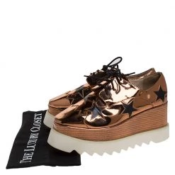 Stella McCartney Metallic Bronze Faux Patent Leather Elyse Star Platform Sneakers Size 37 For Women -Stella McCartney Sales luxury women stella mccartney used shoes p275646 008