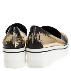 Stella McCartney Bronze/Black Leather Binx Platform Slip On Sneakers Size 38 For Women -Stella McCartney Sales luxury women stella mccartney used shoes p276595 002