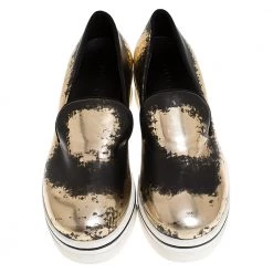 Stella McCartney Bronze/Black Leather Binx Platform Slip On Sneakers Size 38 For Women -Stella McCartney Sales luxury women stella mccartney used shoes p276595 003