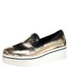 Stella McCartney Bronze/Black Leather Binx Platform Slip On Sneakers Size 38 For Women -Stella McCartney Sales luxury women stella mccartney used shoes p276595 006