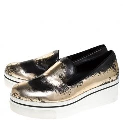 Stella McCartney Bronze/Black Leather Binx Platform Slip On Sneakers Size 38 For Women -Stella McCartney Sales luxury women stella mccartney used shoes p276595 007