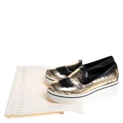 Stella McCartney Bronze/Black Leather Binx Platform Slip On Sneakers Size 38 For Women -Stella McCartney Sales luxury women stella mccartney used shoes p276595 008