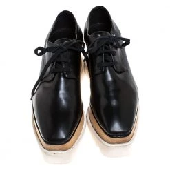Stella McCartney Black Faux Leather Elyse Platform Derby Sneakers Size 36.5 For Women -Stella McCartney Sales luxury women stella mccartney used shoes p277115 003