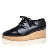 Stella McCartney Black Faux Leather Elyse Platform Derby Sneakers Size 36.5 For Women