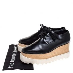Stella McCartney Black Faux Leather Elyse Platform Derby Sneakers Size 36.5 For Women -Stella McCartney Sales luxury women stella mccartney used shoes p277115 008