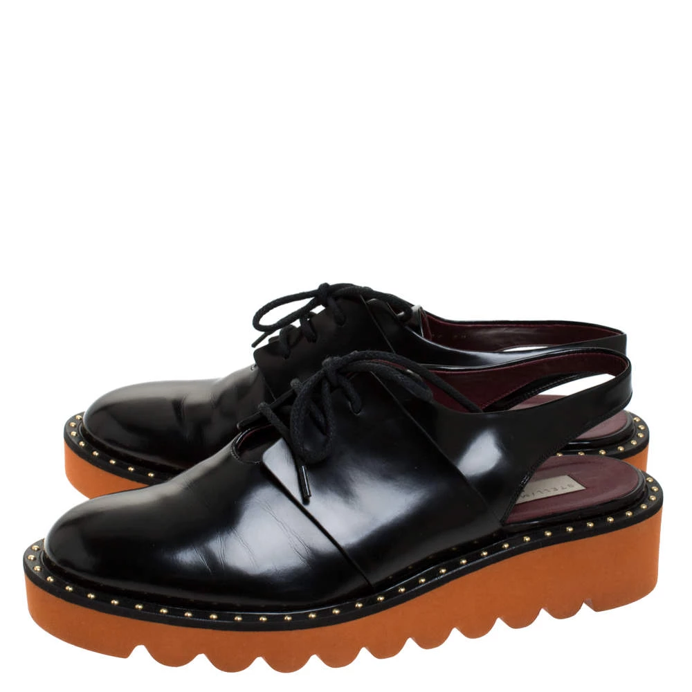 Stella McCartney Black Faux Leather Odette Slingback Derby Size 39 For Women 6 Stella McCartney Black Faux Leather Odette Slingback Derby Size 39 For Women - Image 4