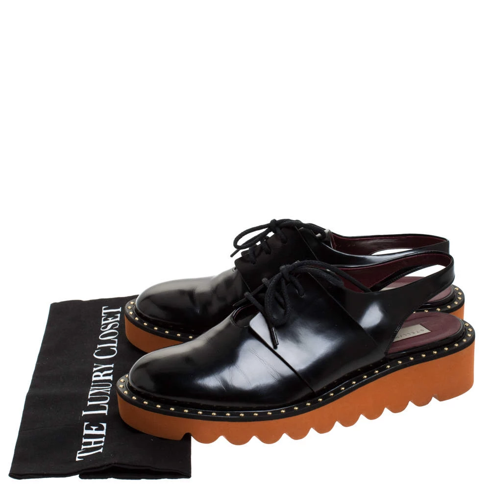 Stella McCartney Black Faux Leather Odette Slingback Derby Size 39 For Women 10 Stella McCartney Black Faux Leather Odette Slingback Derby Size 39 For Women - Image 8