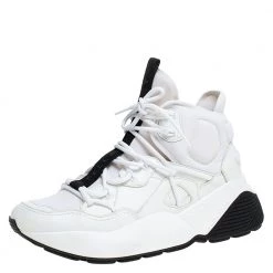 Stella McCartney White/Black Neoprene And Faux Leather Eclypse High Top Chunky Sneakers Size 39 For Women
