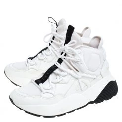 Stella McCartney White/Black Neoprene And Faux Leather Eclypse High Top Chunky Sneakers Size 39 For Women -Stella McCartney Sales luxury women stella mccartney used shoes p278476 007