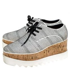 Stella McCartney Black/White Faux Leather Elyse Platform Derby Size 39 For Women -Stella McCartney Sales luxury women stella mccartney used shoes p279534 1584596247 002