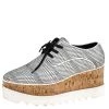 Stella McCartney Black/White Faux Leather Elyse Platform Derby Size 39 For Women