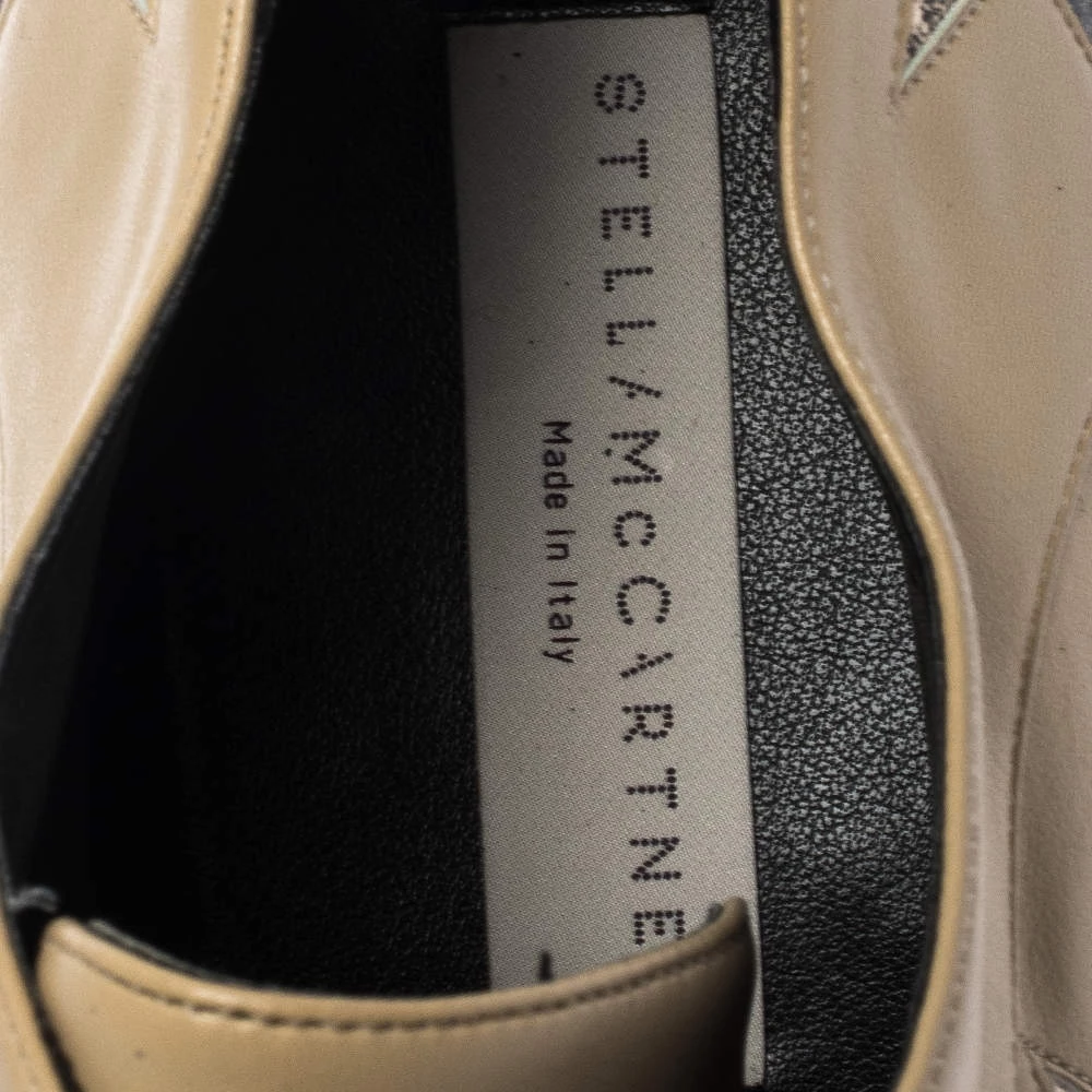 Stella McCartney Beige Faux Leather Elyse Star Platform Lace Up Derby Size 41 For Women 9 Stella McCartney Beige Faux Leather Elyse Star Platform Lace Up Derby Size 41 For Women - Image 7