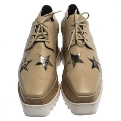 Stella McCartney Beige Faux Leather Elyse Star Platform Lace Up Derby Size 41 For Women 12 Stella McCartney Beige Faux Leather Elyse Star Platform Lace Up Derby Size 41 For Women -Stella McCartney Sales luxury women stella mccartney used shoes p281456 009