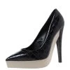 Stella McCartney Black Faux Croc Embossed Leather Platform Pumps Size 38.5 For Women -Stella McCartney Sales luxury women stella mccartney used shoes p286019 006