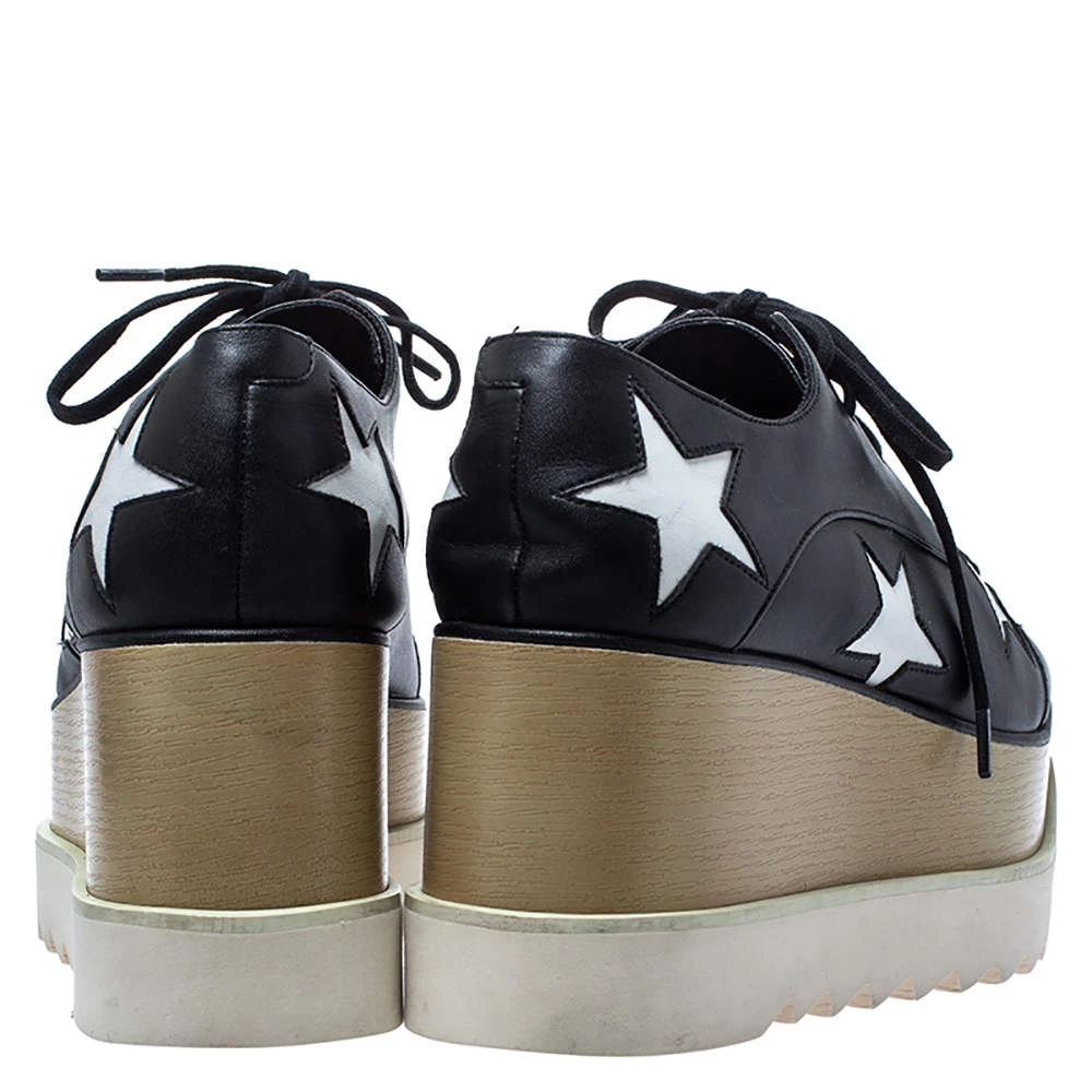 Stella McCartney Black/White Faux Leather Elyse Star Platform Derby Size 39 For Women 7 Stella McCartney Black/White Faux Leather Elyse Star Platform Derby Size 39 For Women - Image 5