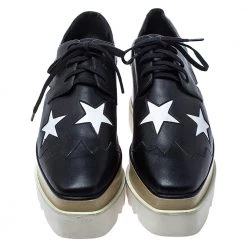 Stella McCartney Black/White Faux Leather Elyse Star Platform Derby Size 39 For Women 12 Stella McCartney Black/White Faux Leather Elyse Star Platform Derby Size 39 For Women -Stella McCartney Sales luxury women stella mccartney used shoes p286276 009