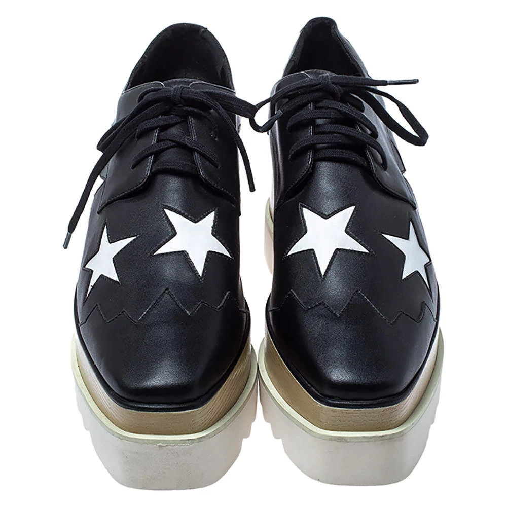 Stella McCartney Black/White Faux Leather Elyse Star Platform Derby Size 39 For Women 5 Stella McCartney Black/White Faux Leather Elyse Star Platform Derby Size 39 For Women - Image 3