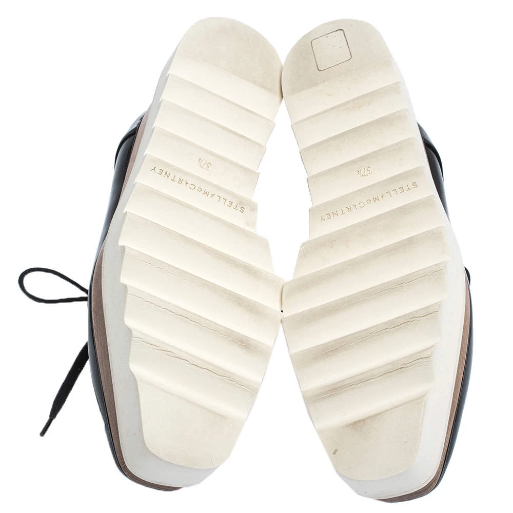 Stella McCartney Black Faux Patent Leather Elyse Platform Derby Size 37.5 For Women 8 Stella McCartney Black Faux Patent Leather Elyse Platform Derby Size 37.5 For Women - Image 6