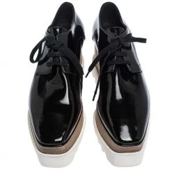 Stella McCartney Black Faux Patent Leather Elyse Platform Derby Size 37.5 For Women 12 Stella McCartney Black Faux Patent Leather Elyse Platform Derby Size 37.5 For Women -Stella McCartney Sales luxury women stella mccartney used shoes p290687 003