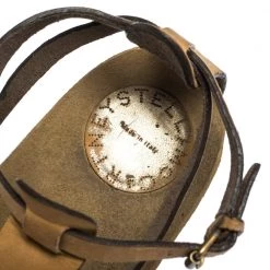 Stella McCartney Tan Faux Nubuck Demetra Cork Wedge Sandals Size 36.5 For Women -Stella McCartney Sales luxury women stella mccartney used shoes p291823 008