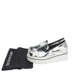Stella McCartney Metallic Silver White Star Platform Binx Sneakers Size 35 For Women -Stella McCartney Sales luxury women stella mccartney used shoes p295222 004