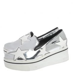 Stella McCartney Metallic Silver White Star Platform Binx Sneakers Size 35 For Women -Stella McCartney Sales luxury women stella mccartney used shoes p295222 005