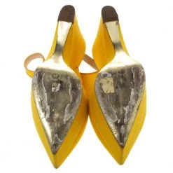 Stella McCartney Yellow Canvas Slingback Wedges Size 40 For Women -Stella McCartney Sales luxury women stella mccartney used shoes p295855 002