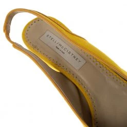Stella McCartney Yellow Canvas Slingback Wedges Size 40 For Women -Stella McCartney Sales luxury women stella mccartney used shoes p295855 004
