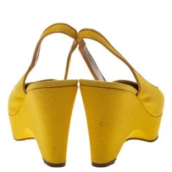 Stella McCartney Yellow Canvas Slingback Wedges Size 40 For Women -Stella McCartney Sales luxury women stella mccartney used shoes p295855 006