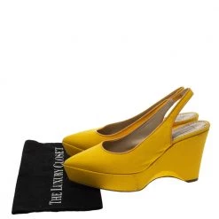 Stella McCartney Yellow Canvas Slingback Wedges Size 40 For Women -Stella McCartney Sales luxury women stella mccartney used shoes p295855 008
