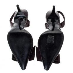 Stella McCartney Burgundy Faux Patent Leather Slingback Sandals Size 36.5 For Women -Stella McCartney Sales luxury women stella mccartney used shoes p297231 002