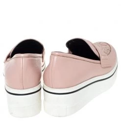 Stella McCartney Pink Faux Leather And Lace Penny Platform Loafers Size 38 For Women -Stella McCartney Sales luxury women stella mccartney used shoes p300226 004