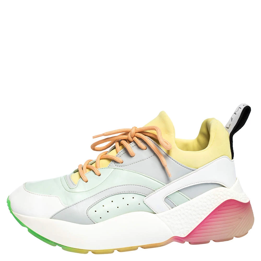 Stella McCartney Multicolor Faux Leather And Stretch Fabric Eclypse Sneakers Size 39 For Women 4 Stella McCartney Multicolor Faux Leather And Stretch Fabric Eclypse Sneakers Size 39 For Women - Image 2
