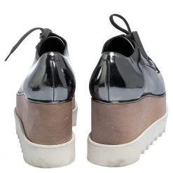 Stella McCartney Metallic Silver Faux Leather Elyse Platform Low Top Sneakers Size 35.5 For Women -Stella McCartney Sales luxury women stella mccartney used shoes p306248 004