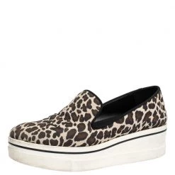 Stella McCartney Multicolor Leopard Print Canvas Platform Slip On Sneakers Size 40 For Women