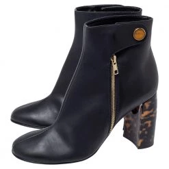 Stella McCartney Black Faux Leather Block Heel Ankle Booties Size 41 For Women -Stella McCartney Sales luxury women stella mccartney used shoes p309117 010