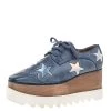 Stella McCartney Blue Faded Effect Faux Leather Elyse Star Platform Derby Size 37 For Women -Stella McCartney Sales luxury women stella mccartney used shoes p309158 006