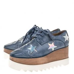 Stella McCartney Blue Faded Effect Faux Leather Elyse Star Platform Derby Size 37 For Women -Stella McCartney Sales luxury women stella mccartney used shoes p309158 007