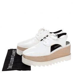 Stella McCartney White Faux Leather Elyse Cut Out Platform Sneakers Size 38.5 For Women -Stella McCartney Sales luxury women stella mccartney used shoes p310547 001