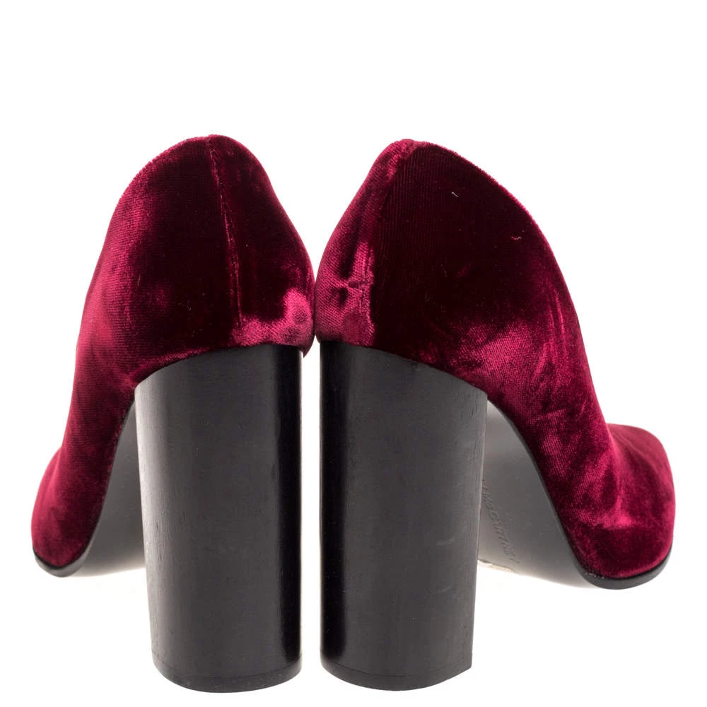 Stella McCartney Maroon Velvet V Neck Pointed Toe Pumps Size 37 For Women 7 Stella McCartney Maroon Velvet V Neck Pointed Toe Pumps Size 37 For Women - Image 5