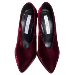Stella McCartney Maroon Velvet V Neck Pointed Toe Pumps Size 37 For Women 12 Stella McCartney Maroon Velvet V Neck Pointed Toe Pumps Size 37 For Women -Stella McCartney Sales luxury women stella mccartney used shoes p315932 003