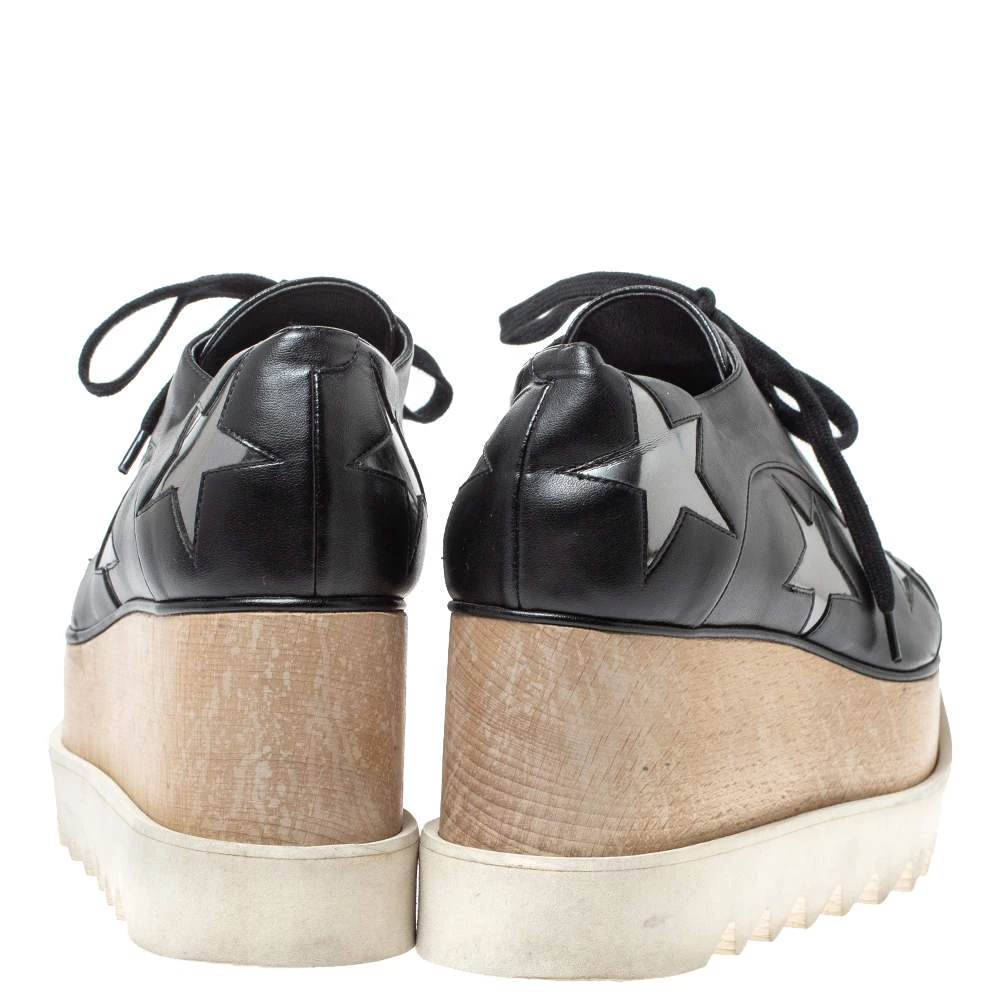 Stella McCartney Black Faux Leather Elyse Star Platform Lace Up Booties Size 37 For Women 7 Stella McCartney Black Faux Leather Elyse Star Platform Lace Up Booties Size 37 For Women - Image 5