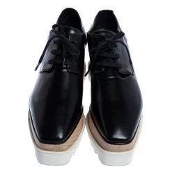 Stella McCartney Black Faux Leather Elyse Platform Derby Sneakers Size 38.5 For Women -Stella McCartney Sales luxury women stella mccartney used shoes p320252 004
