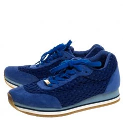 Stella McCartney Blue Faux Suede And Perforated Mesh Lace Up Sneakers Size 38 For Women -Stella McCartney Sales luxury women stella mccartney used shoes p321191 008